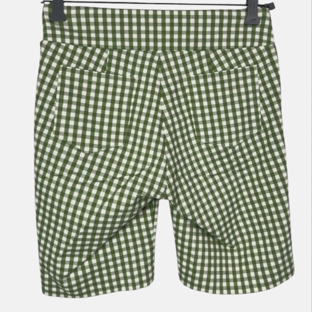 J. McLaughlin Green White Gingham Stretch Bermuda Shorts Pull On Size 2 NEW - Picture 4 of 9